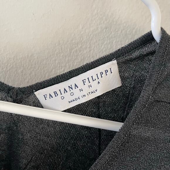 Fabiana Filippi Semi Sheer Sweater Womens 10 Dark Gray Italian Minimalist Luxury - Picture 3 of 7